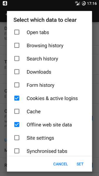 Firefox Mobile Cookie Settings