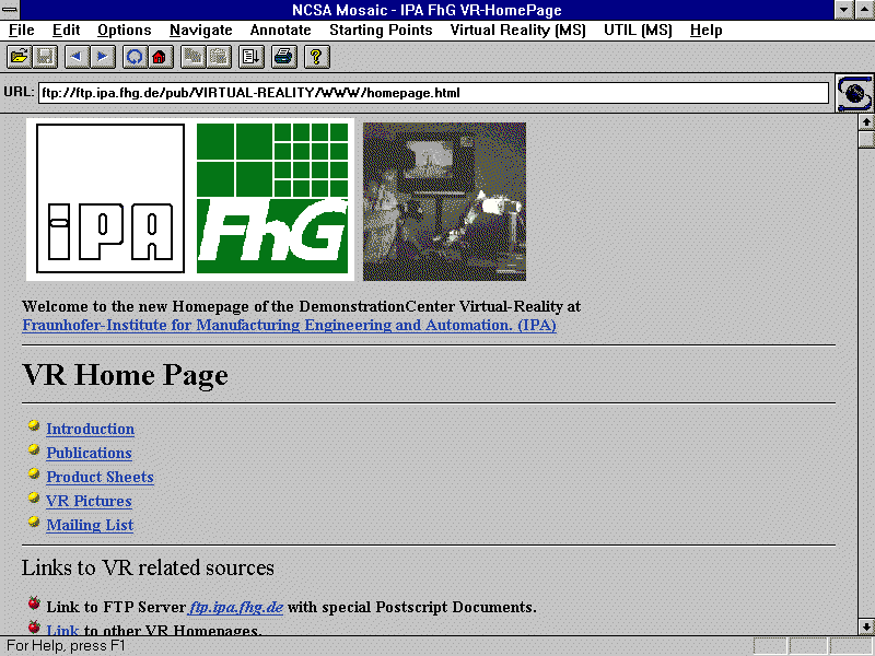 Web page from 1994