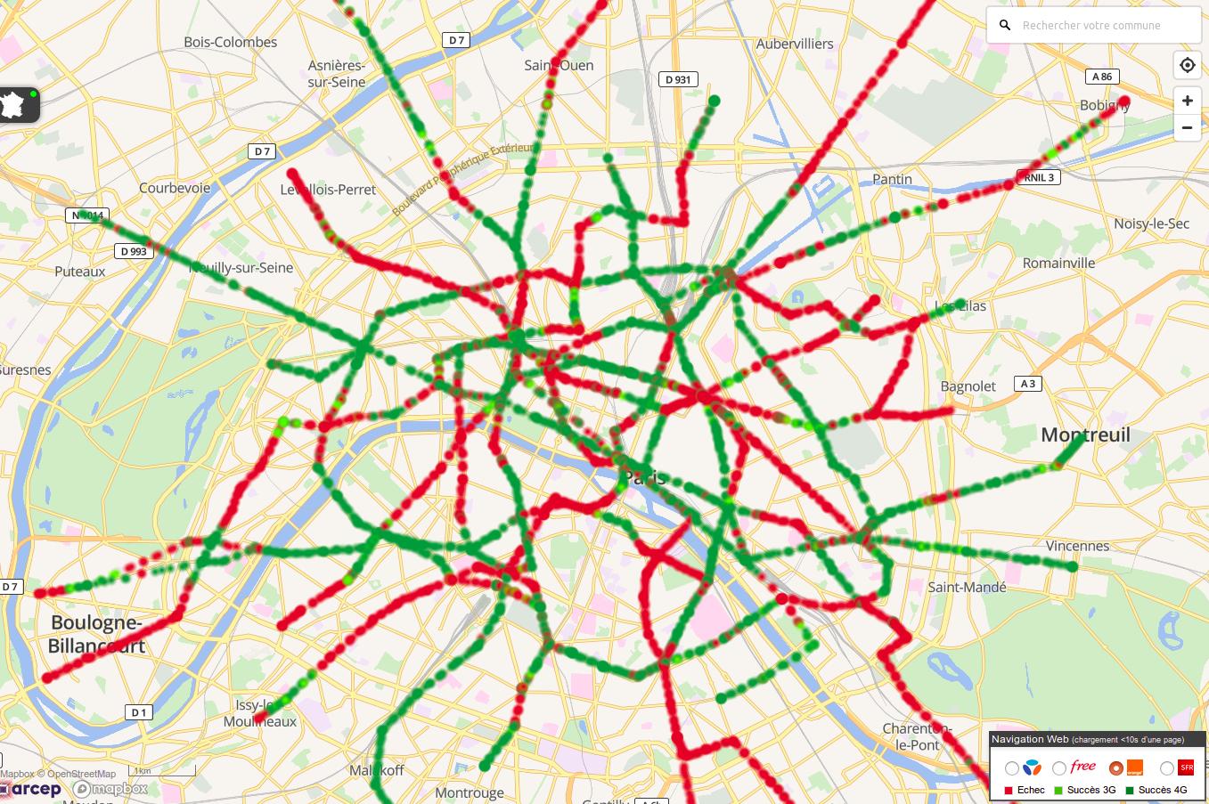 Paris Metro - LTE Coverage - Orange - Dec 2018