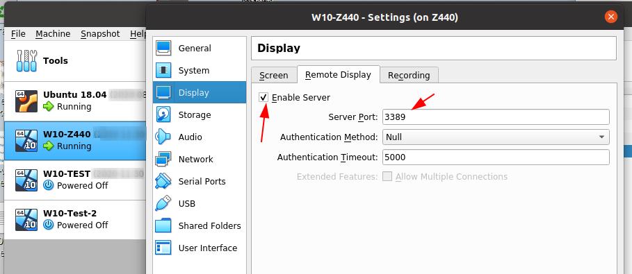 virtualbox remote display